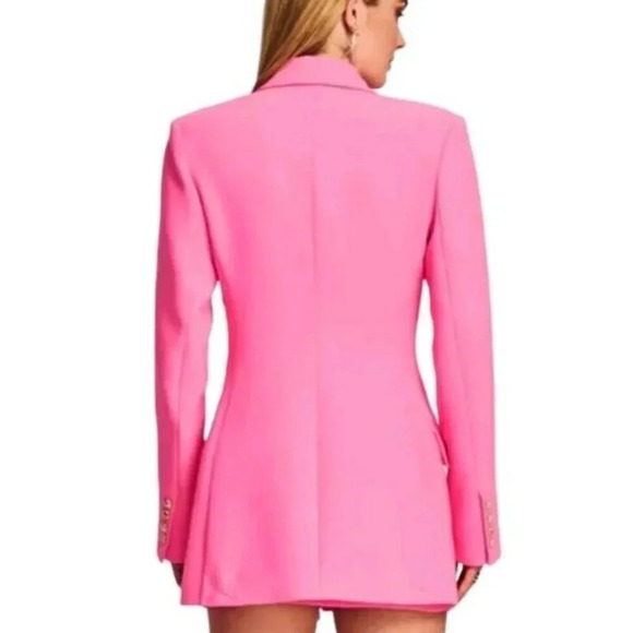 New $695 Retrofete Coat Women Hyper Pink Large Kristen Cutaway Bergdorf Goodman - Picture 4 of 15
